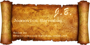 Joanovics Barnabás névjegykártya